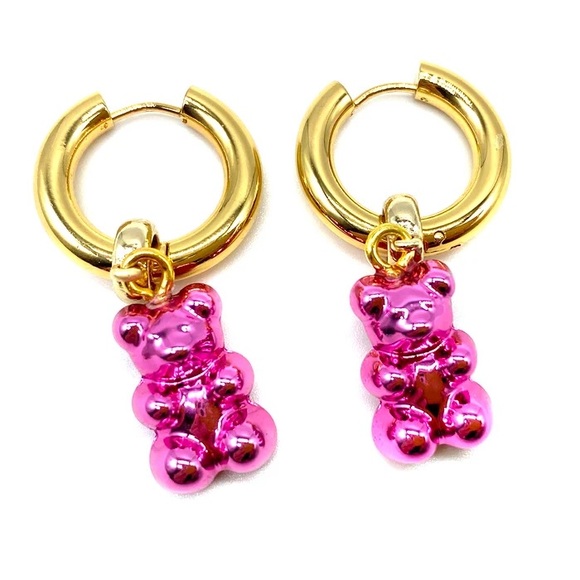 Chrome Gummy Bear Earring Pink - Picture 2 of 5